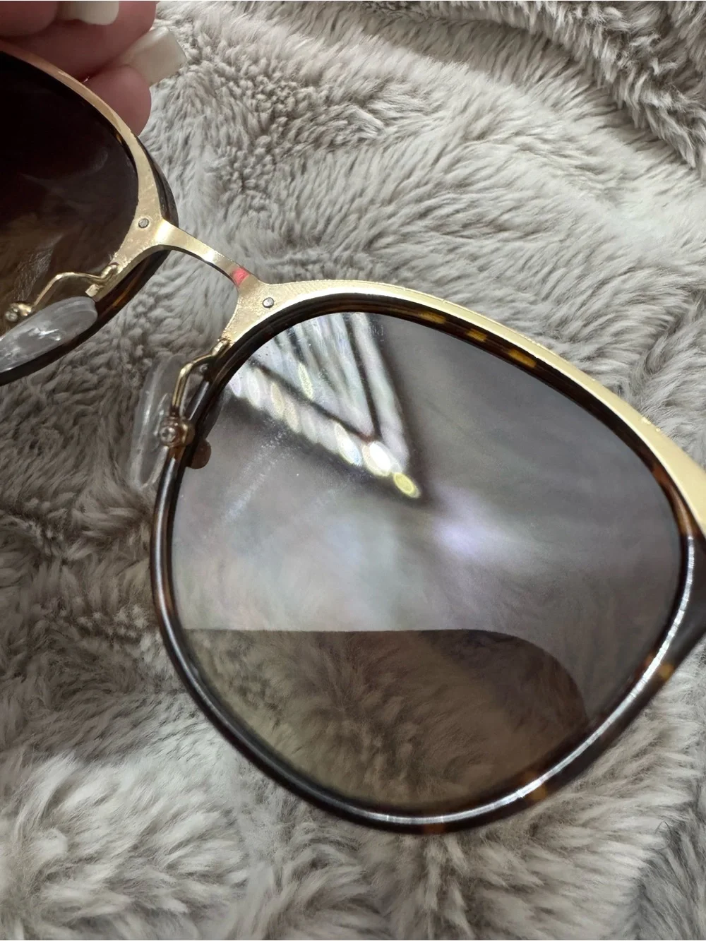 Women's Brown Round Sunglasses with Gold Accent